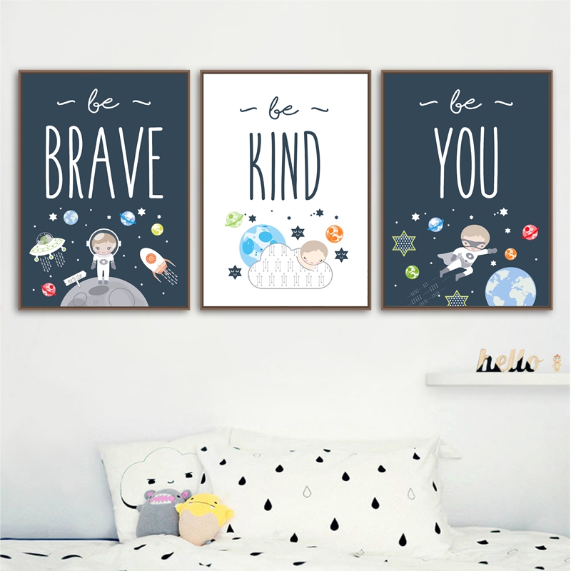 Baby Nursery Themes Boy - 공간 테마 보육 벽 예술 인쇄
