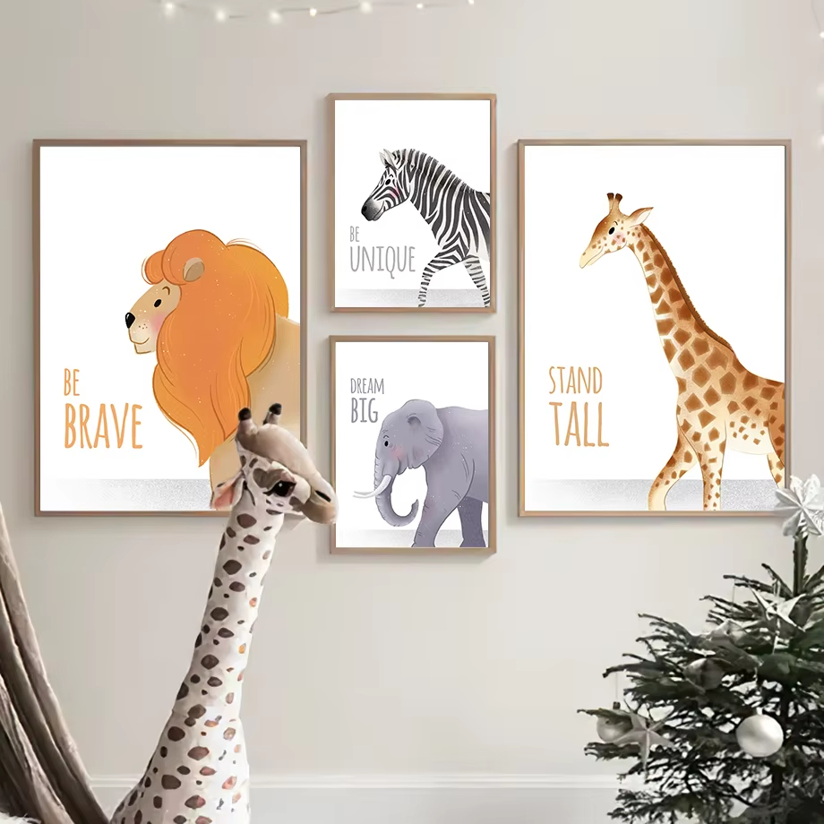 Baby Nursery Giraffe - 영감 따옴표 보육 벽 예술 벽화
