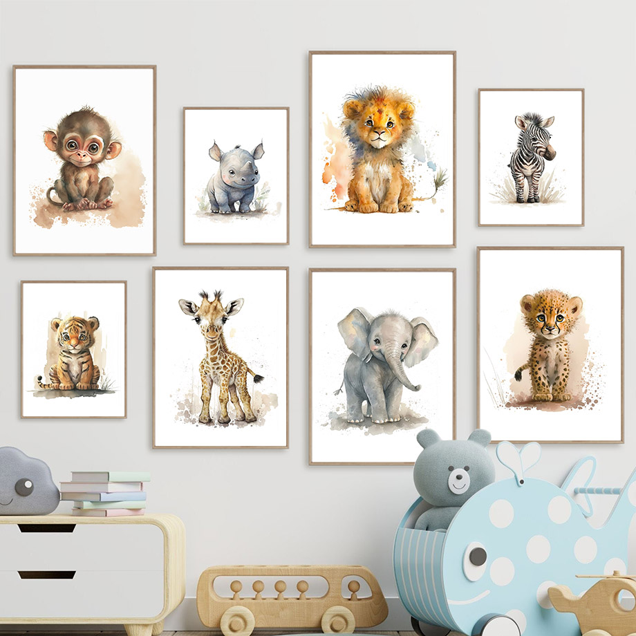 Baby Nursery Giraffe - 유아용 동물 그림 사자 기린 코뿔소