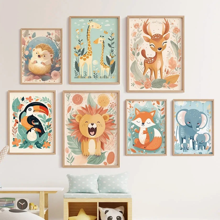 Baby Nursery Giraffe - 사자 사슴 기린 투칸 여우 고슴도치