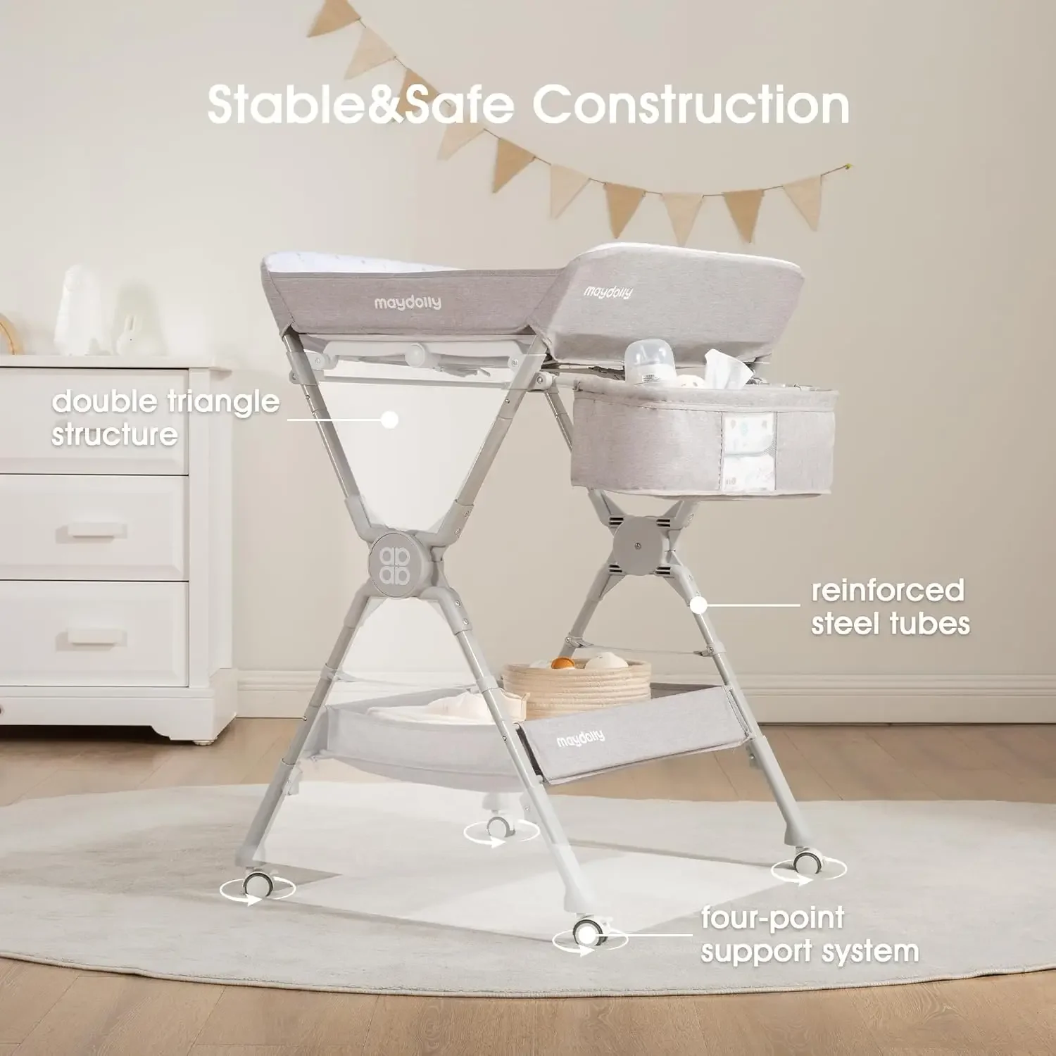 접이식 휴대용 기저귀 교환대 높이 조절 가능 바퀴 달린 - Baby Nursery Table 리뷰 및 가격