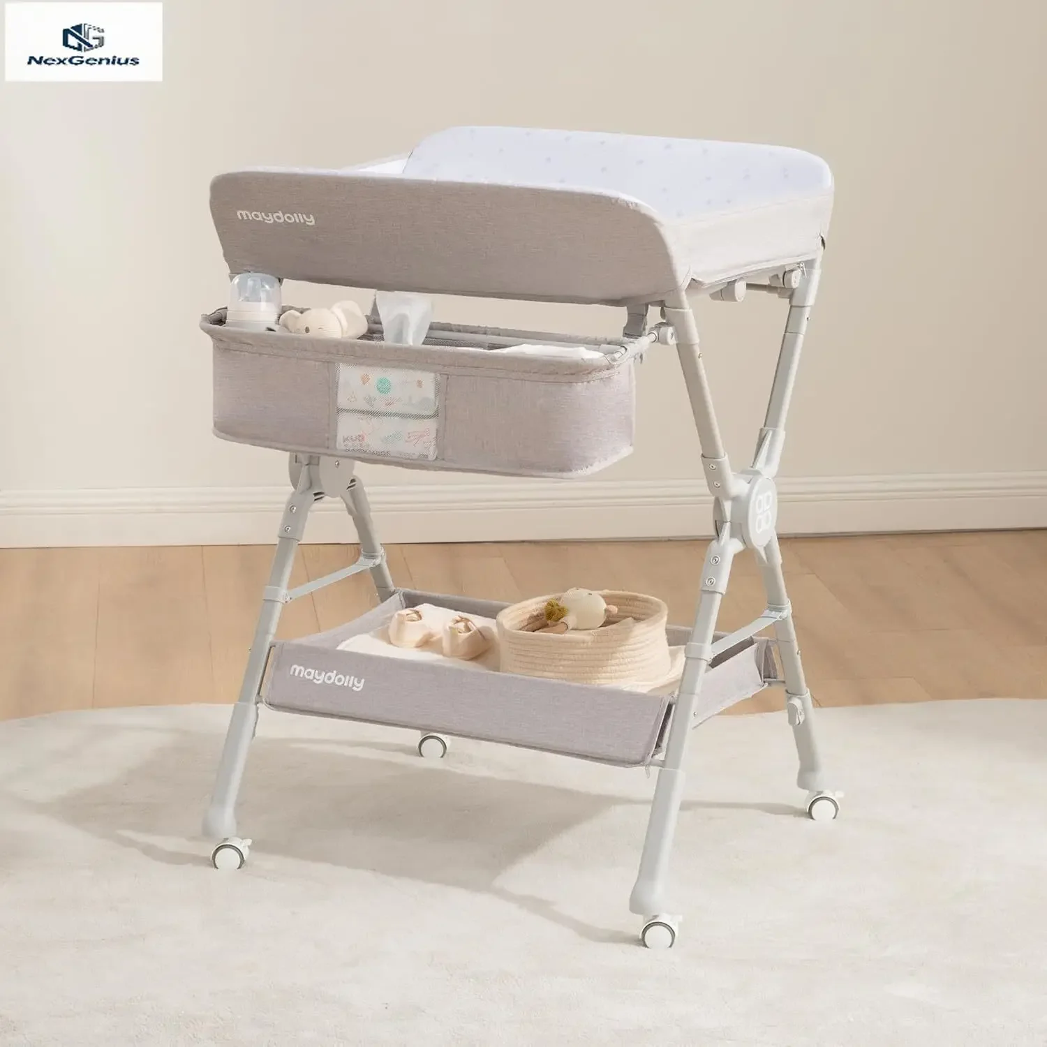 접이식 휴대용 기저귀 교환대 높이 조절 가능 바퀴 달린 - Baby Nursery Table 리뷰 및 가격