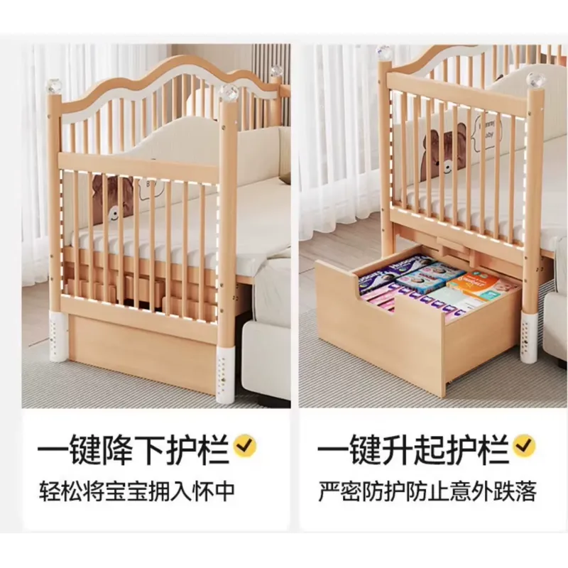 원목 아기 접합 침대 다기능 코슬리핑 유아용 침대 안전 - Baby Nursery And Co 리뷰 및 가격