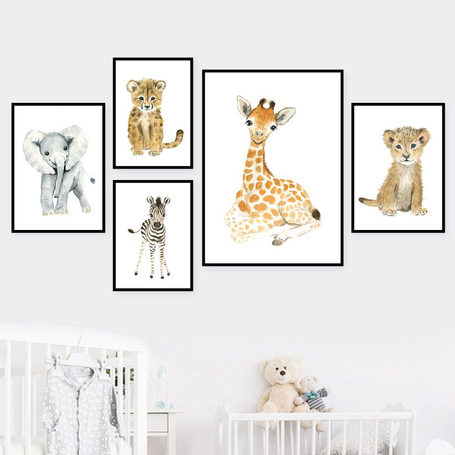 코끼리 여우 얼룩말 기린 표범 사자 아기방 벽 예술 캔 - Baby Nursery Giraffe 리뷰 및 가격