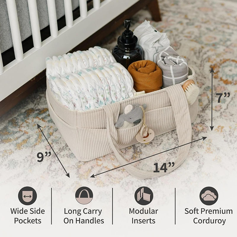대용량 접이식 코듀로이 아기 기저귀 캐디 휴대용 손잡이 - Baby Nursery Organization Ideas 리뷰 및 가격