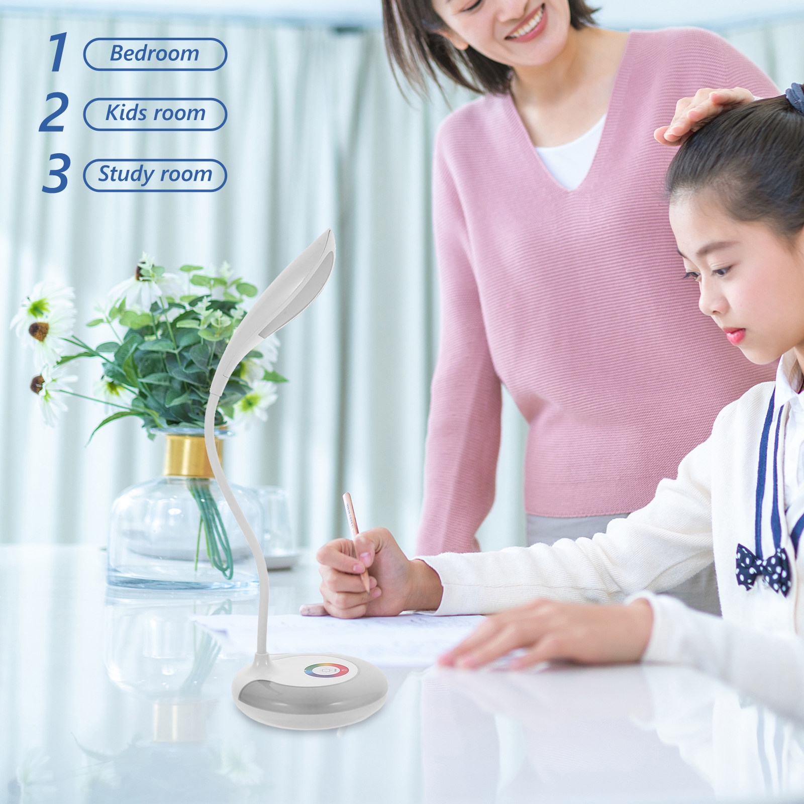 터치 방식으로 조절 가능한 밝기의 흰색 RGB 조명 데 - Baby Nursery Table 리뷰 및 가격