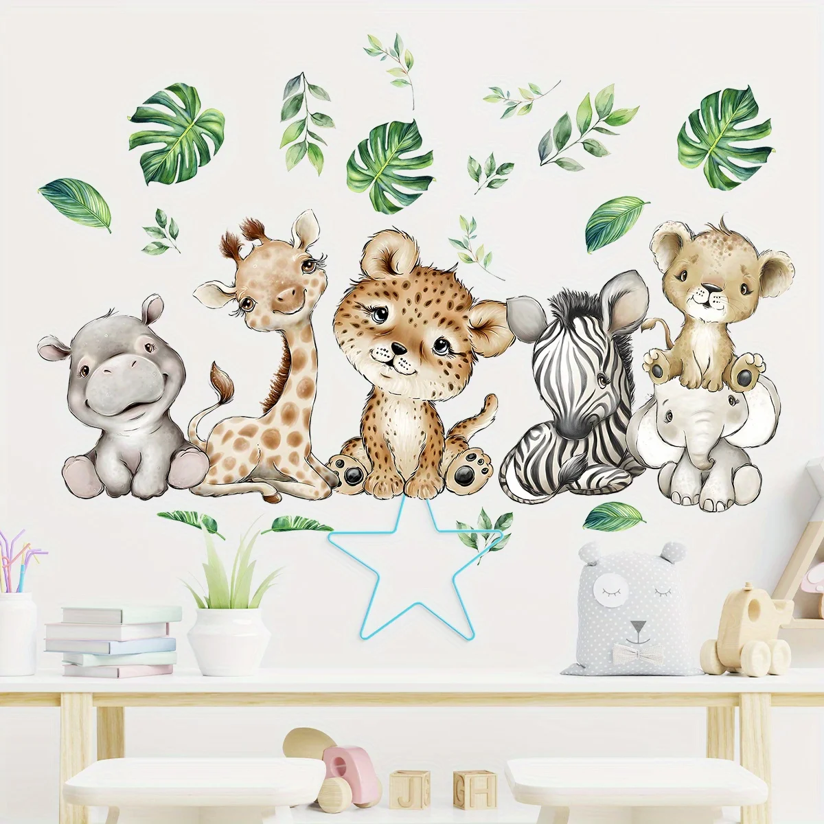 1PC 만화 귀여운 하마 호랑이 코끼리 사슴 나무 동물 - Baby Nursery Vinyl 리뷰 및 가격