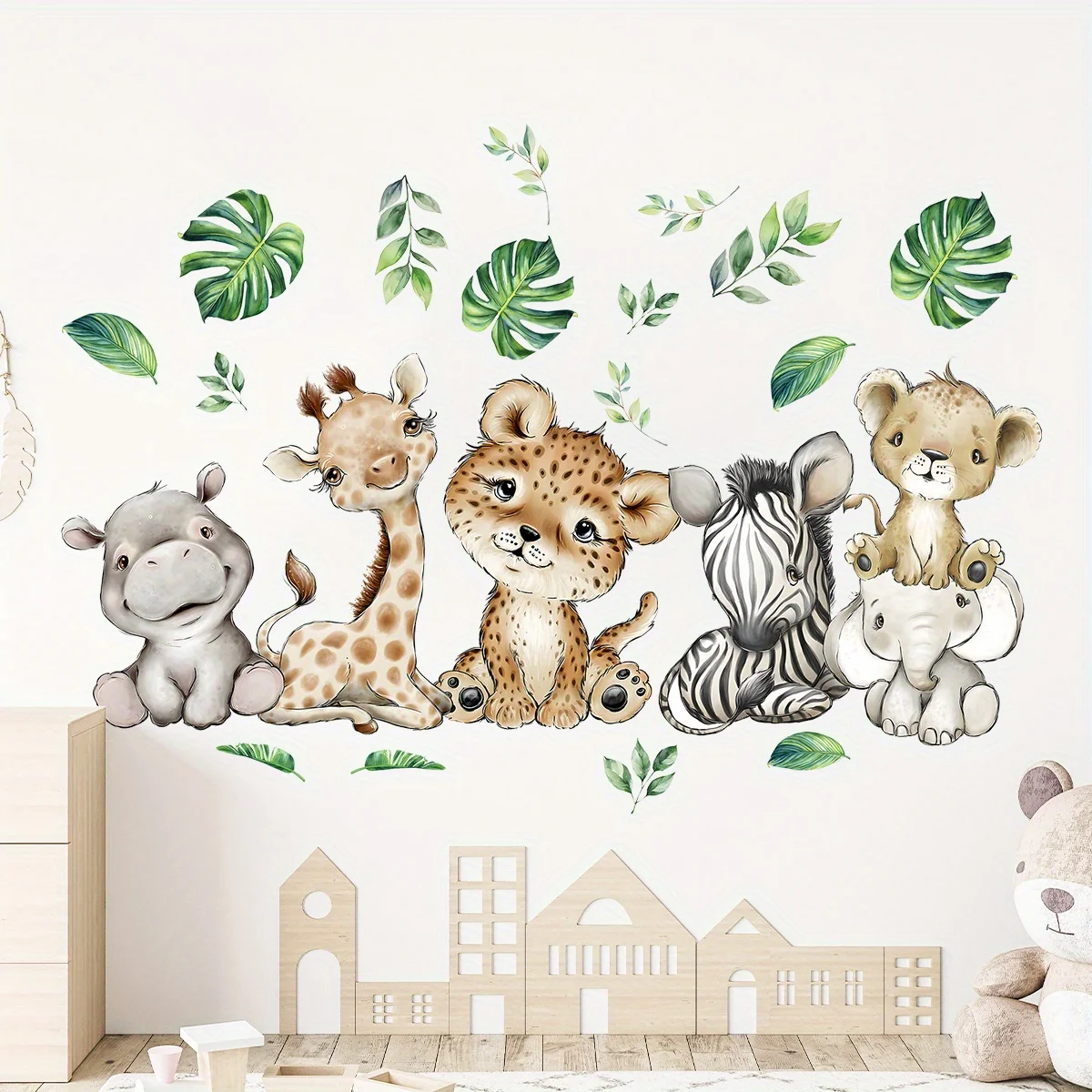 1PC 만화 귀여운 하마 호랑이 코끼리 사슴 나무 동물 - Baby Nursery Vinyl 리뷰 및 가격