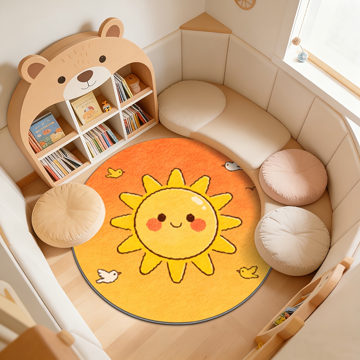 아이들용 원형 태양 모양 러그 노란색 놀이방 매트 유아 - Baby Nursery Yellow 리뷰 및 가격