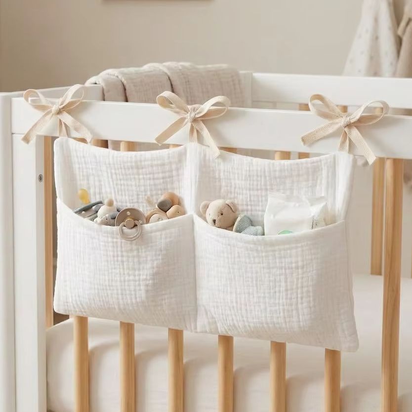 아기 침대 정리함 걸이식 수납 가방, 무슬린 코튼 거즈 - Baby Nursery Organization Ideas 리뷰 및 가격
