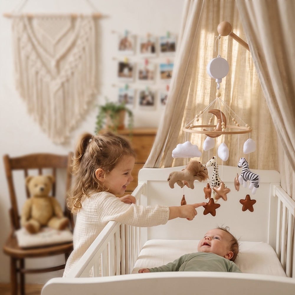 나무 침대 벨 아기 침대 모바일 뮤직 박스 소프트 펠트 - Baby Nursery Equipment 리뷰 및 가격