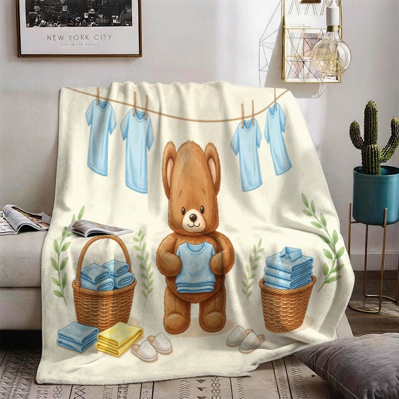 귀여운 곰돌이 테마 담요 아기 남자아이 방 장식 세탁물 - Baby Nursery Themes Boy 리뷰 및 가격