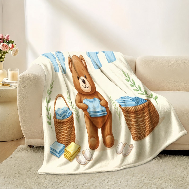귀여운 곰돌이 테마 담요 아기 남자아이 방 장식 세탁물 - Baby Nursery Themes Boy 리뷰 및 가격
