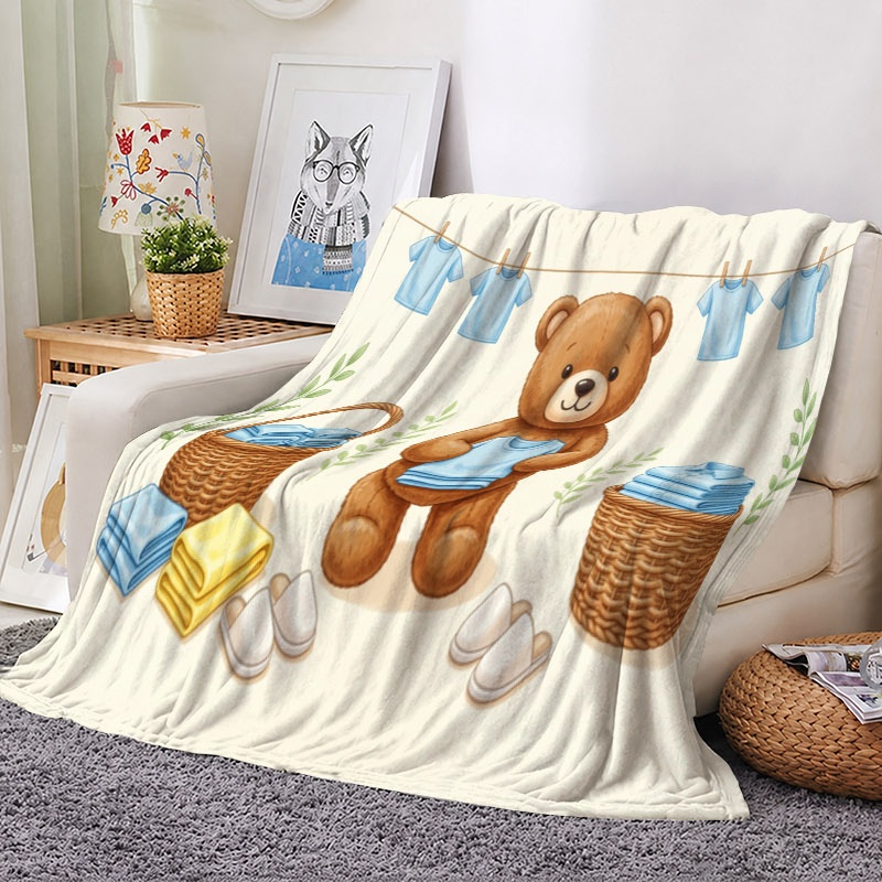 귀여운 곰돌이 테마 담요 아기 남자아이 방 장식 세탁물 - Baby Nursery Themes Boy 리뷰 및 가격