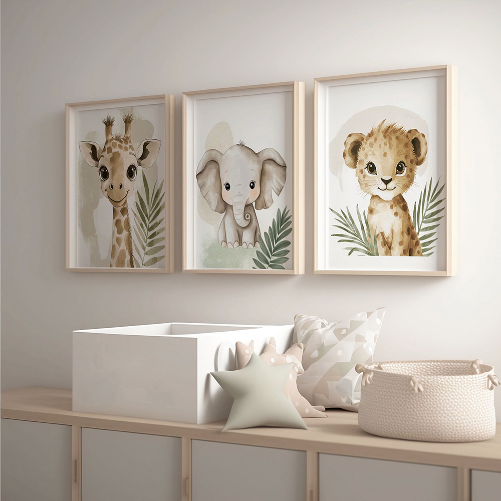 기린 코끼리 표범 정글 동물 캔버스 인쇄 사파리 보육  - Baby Nursery Giraffe 리뷰 및 가격