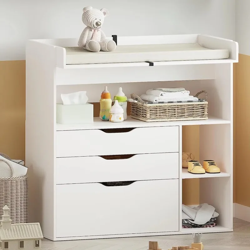현대적인 미니멀리스트 디자인의 MDF 화이트 아기 기저 - Baby Nursery Table 리뷰 및 가격
