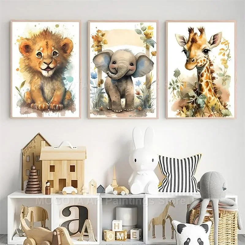 수채화 사자 기린 호랑이 코끼리 얼룩말 보육 벽 아트  - Baby Nursery Giraffe 리뷰 및 가격