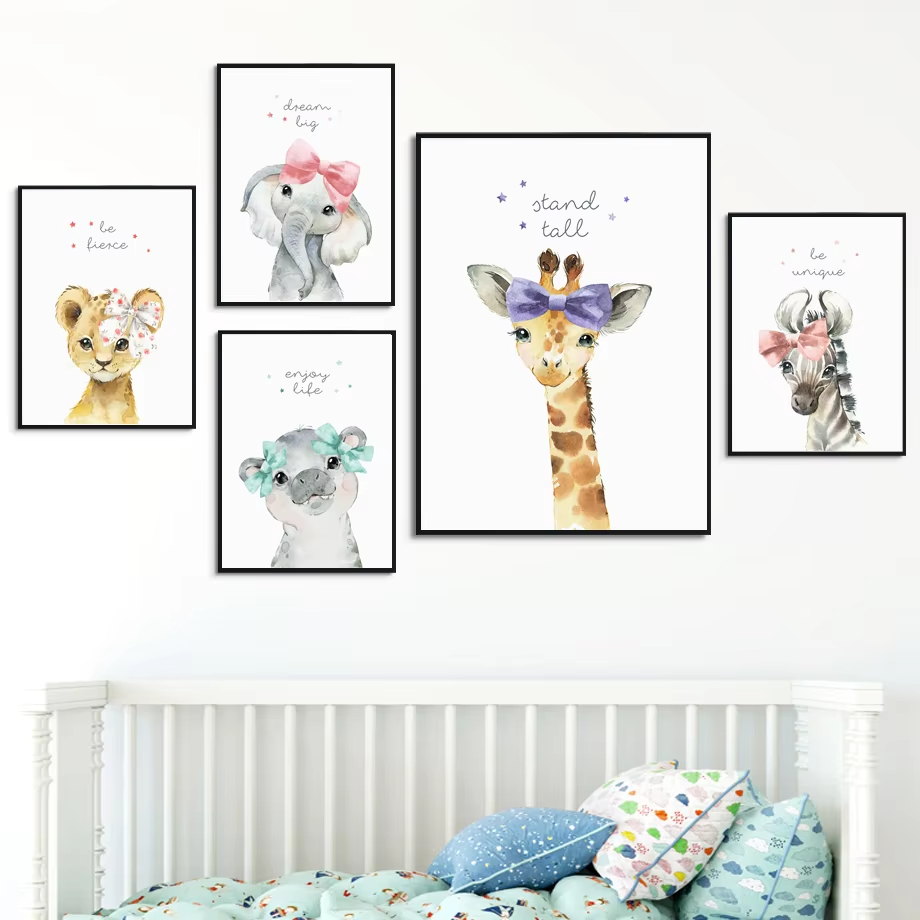 사자 얼룩말 기린 코끼리 하마 꽃 보육 벽 아트 인쇄  - Baby Nursery Giraffe 리뷰 및 가격