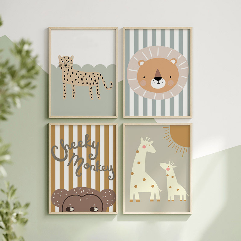 만화 스타일의 기린, 표범, 사자, 원숭이, 뱀 그림으 - Baby Nursery Giraffe 리뷰 및 가격