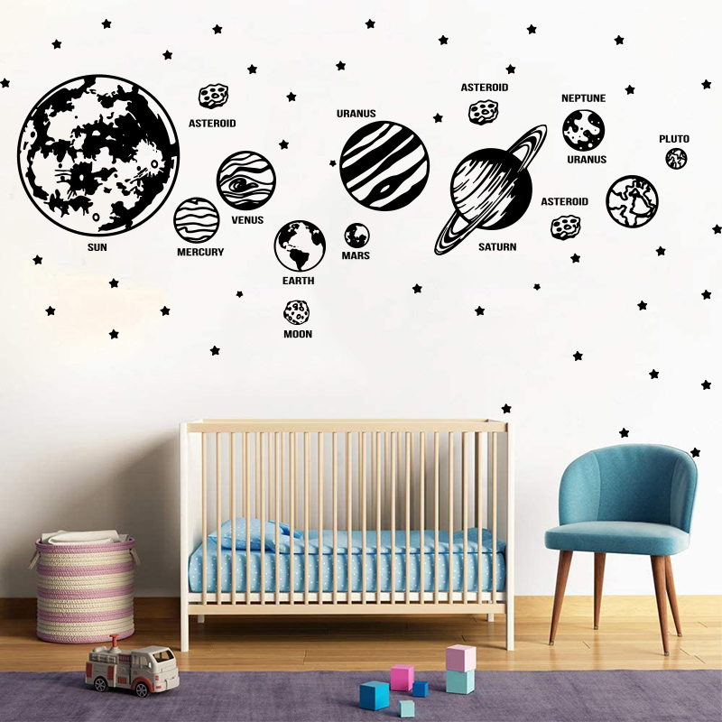 대형 행성 태양계 별 천문학 벽 스티커, 데칼 아기 보 - Baby Nursery Vinyl 리뷰 및 가격