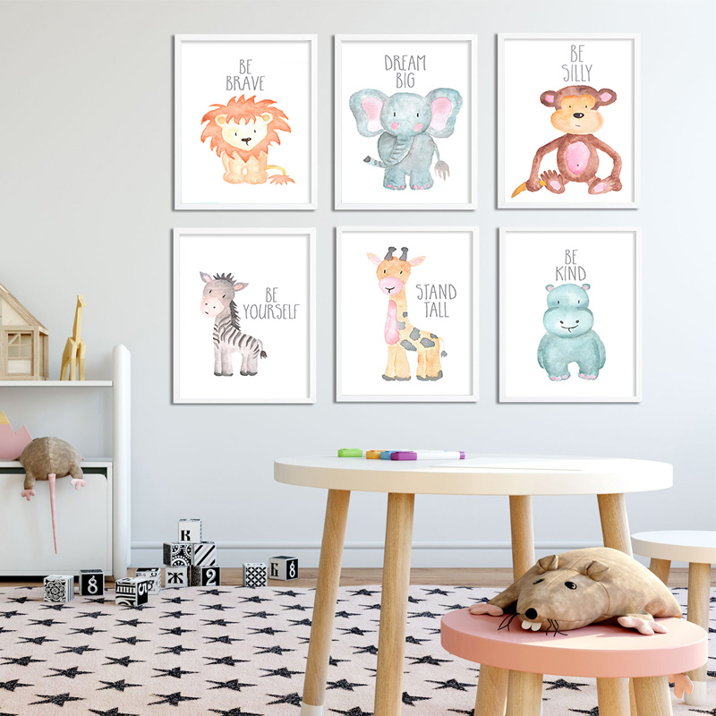 아기 동물 사자 코끼리 기린 캔버스 포스터, 보육원 벽 - Baby Nursery Giraffe 리뷰 및 가격