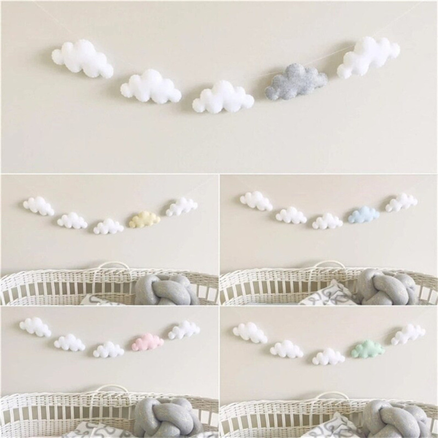 북유럽 펠트 구름 Garlands 문자열 벽 장식 장식 - Baby Nursery Ornaments 리뷰 및 가격
