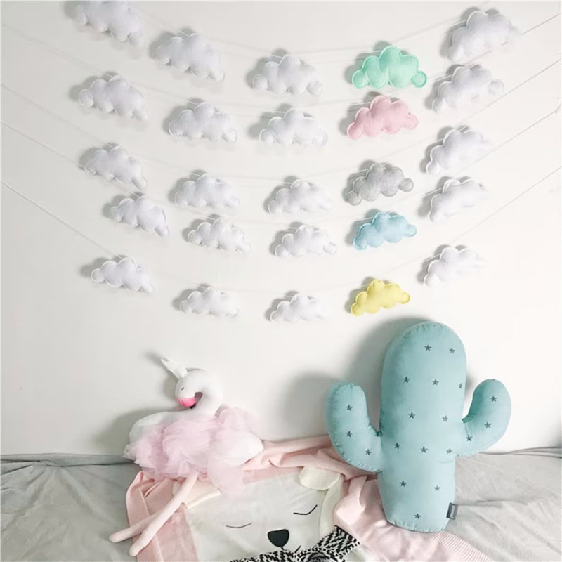 북유럽 펠트 구름 Garlands 문자열 벽 장식 장식 - Baby Nursery Ornaments 리뷰 및 가격