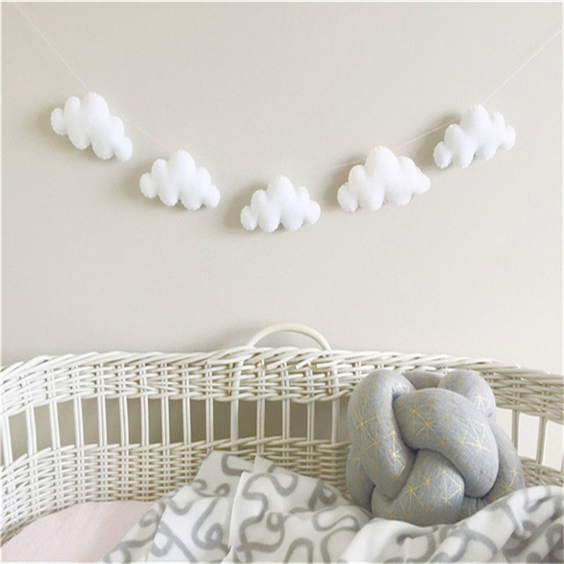 북유럽 펠트 구름 Garlands 문자열 벽 장식 장식 - Baby Nursery Ornaments 리뷰 및 가격